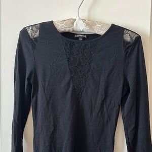 Express Black Lace Detail Bodysuit